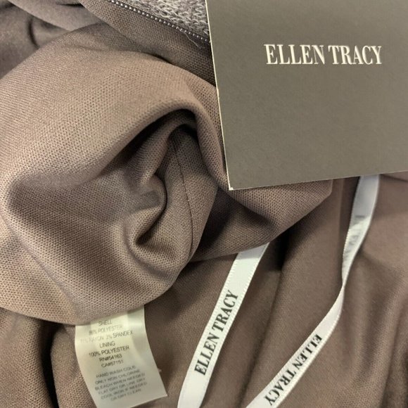 Ellen Tracy NWT Taupe Sweater Dress Accentuated Waist Gold Buckle - Picture 5 of 7